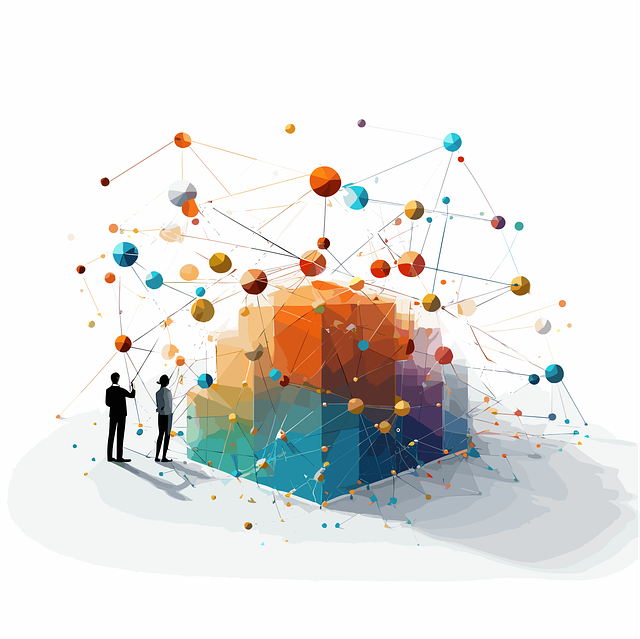 Two people in front of a network.